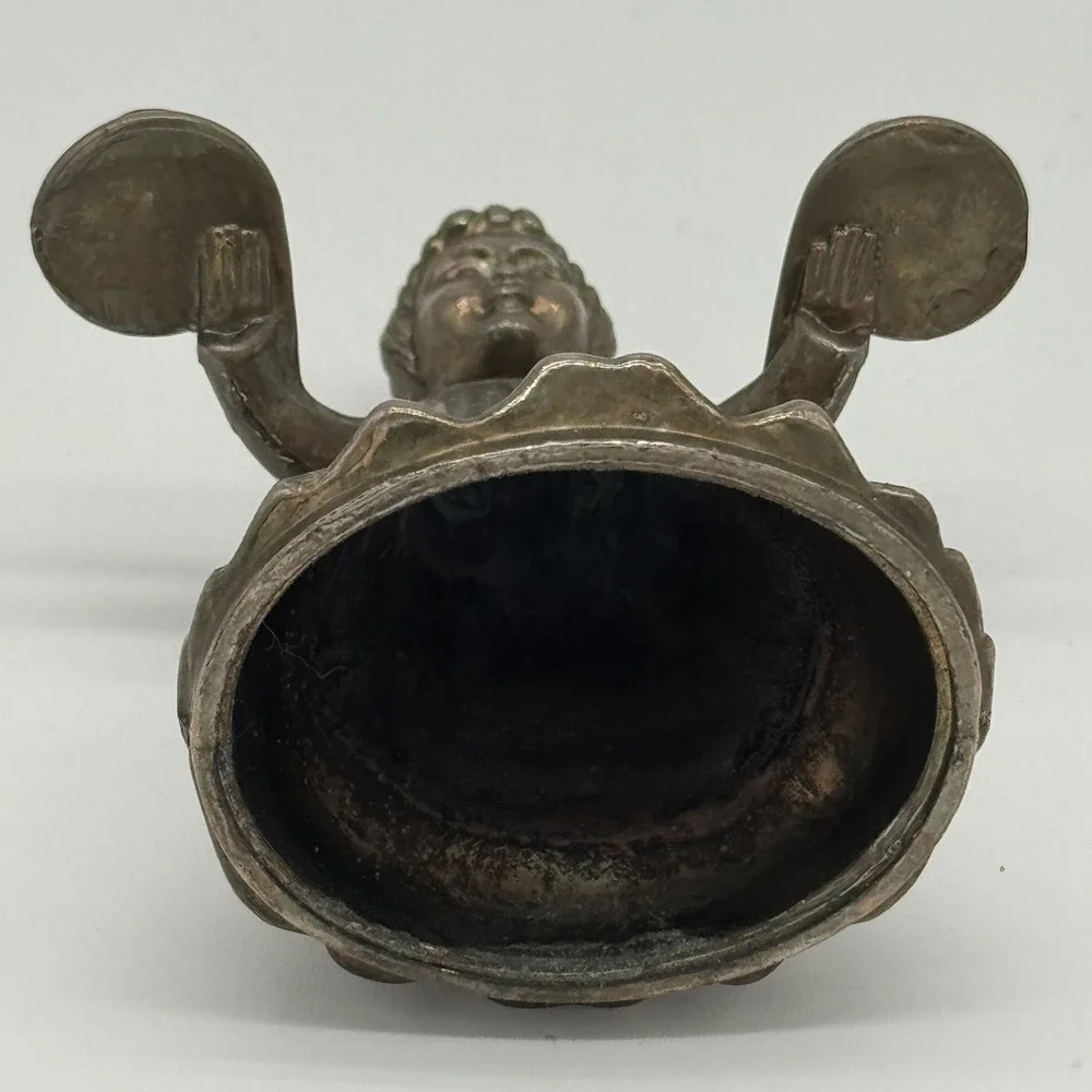 Vintage Metal Choir Boy Candle Holder Double Small Taper Silver Plated 3.5